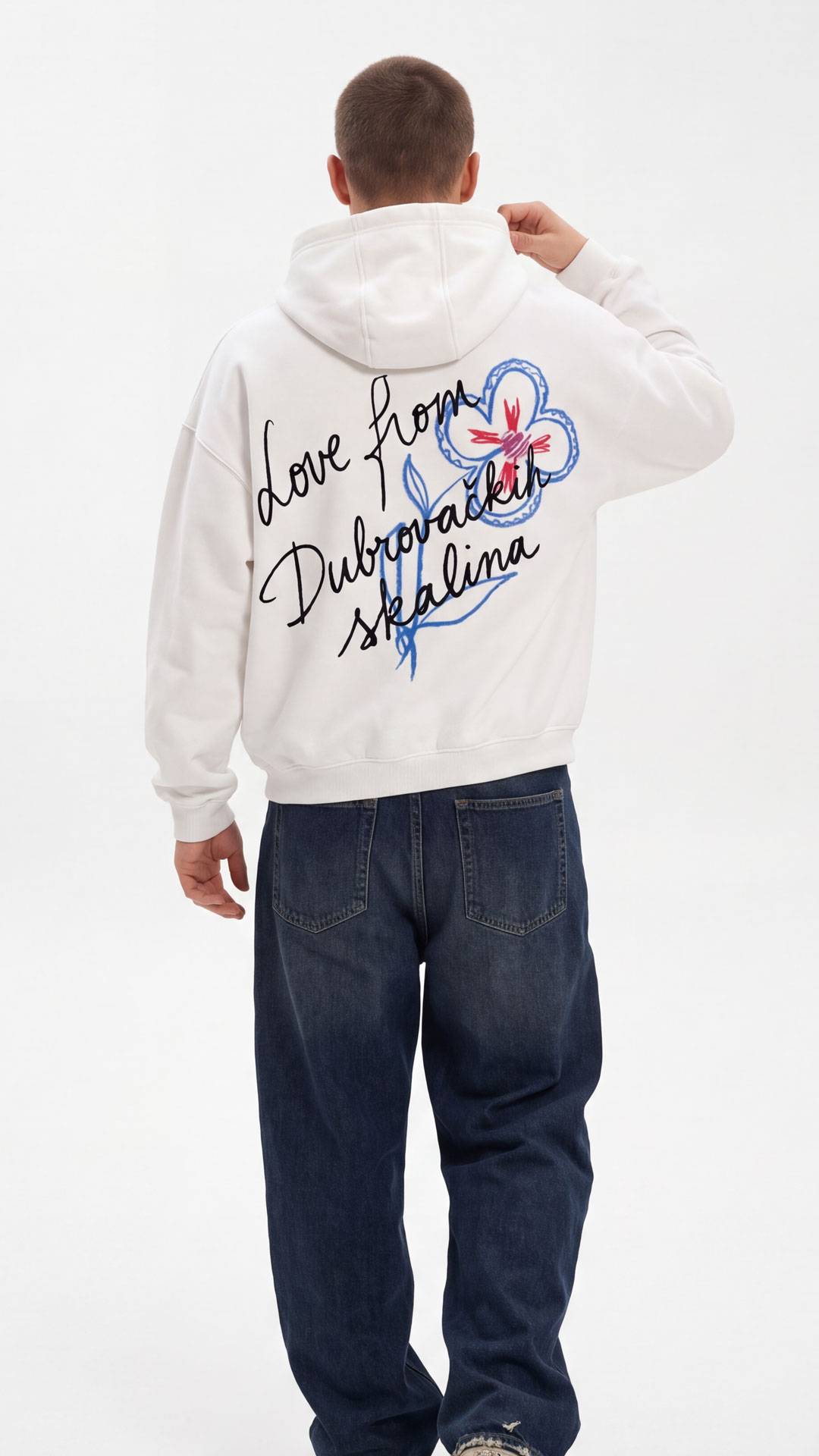Love from Dubrovnik – White Premium Heavyweight Hoodie - Slika 3