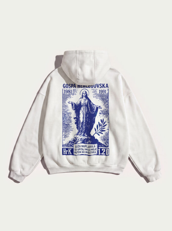 Gospa Hercegovska – White Premium Heavyweight Hoodie